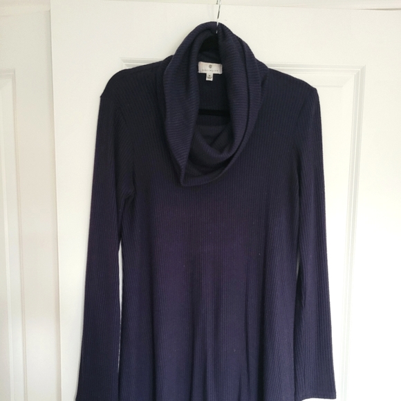 RIbbed Long Sleeve A-line Mini Dress - Picture 4 of 7